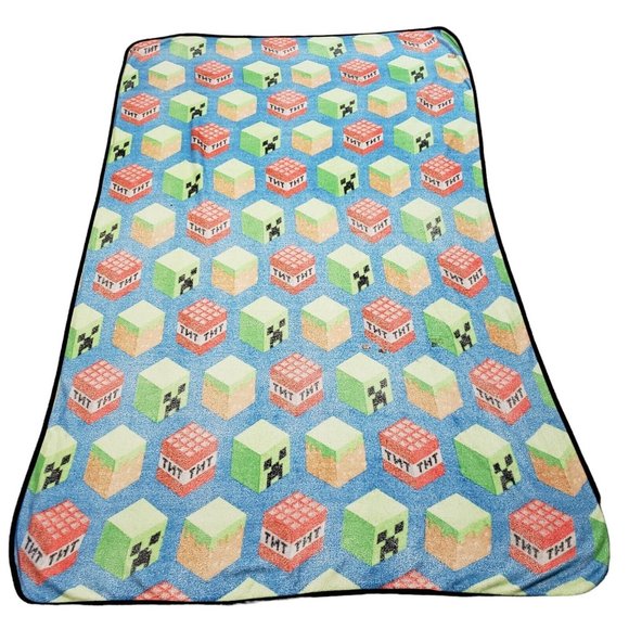 Minecraft Fleece Twin Blanket Kid Plush Throw Cover All Over Print 88 in x 56 in - Picture 2 of 7